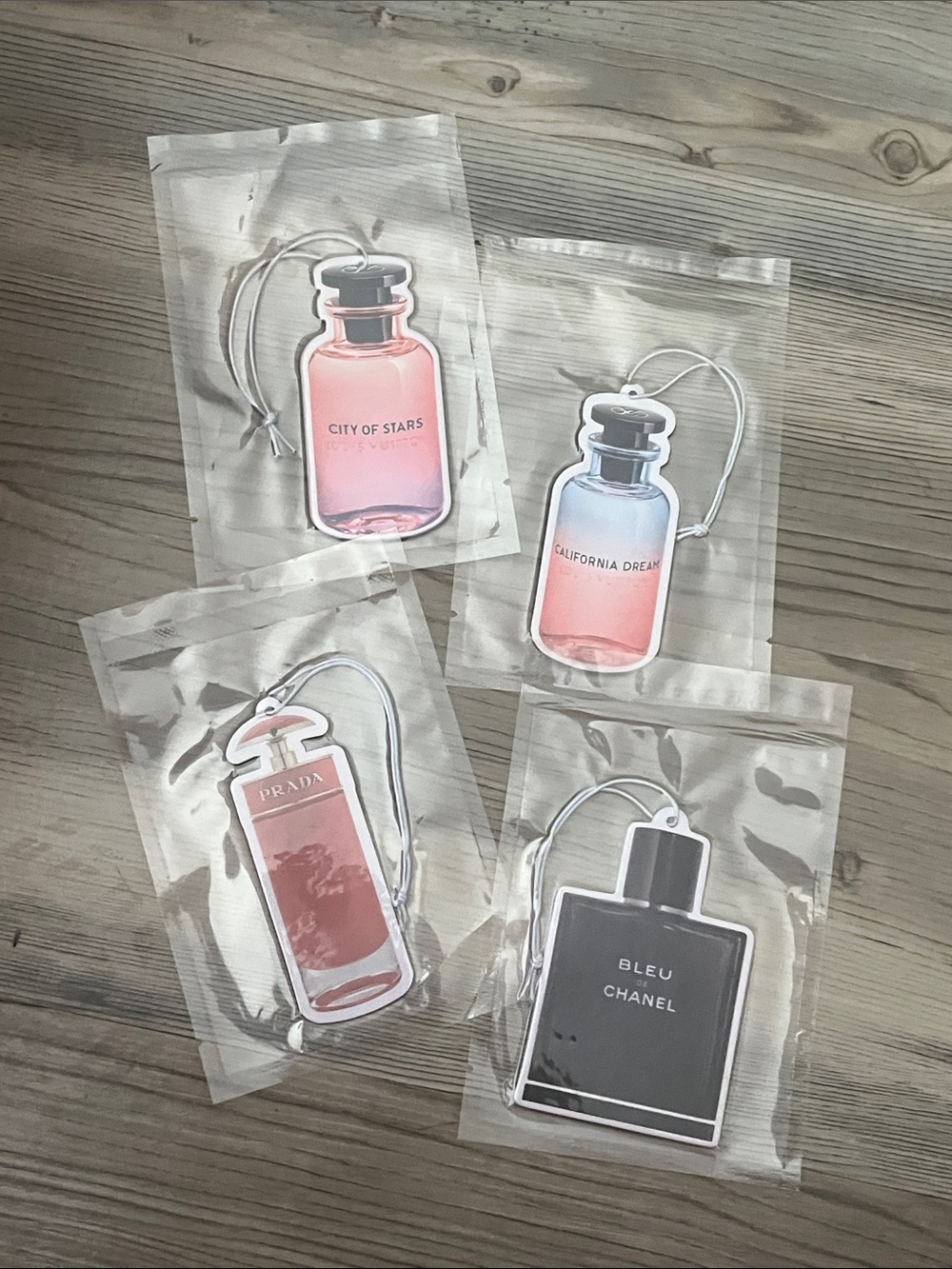 Set of 4 Perfume Bottle Car/Bag Air Fresheners - Pink, Coral, B